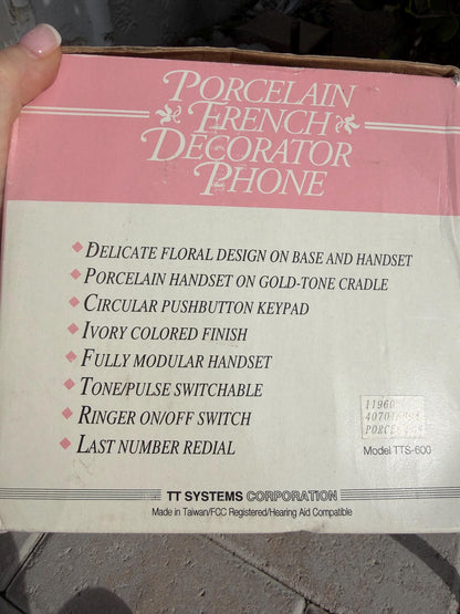 Porcelain French phone with box mcm phone decor Hollywoid regency decor