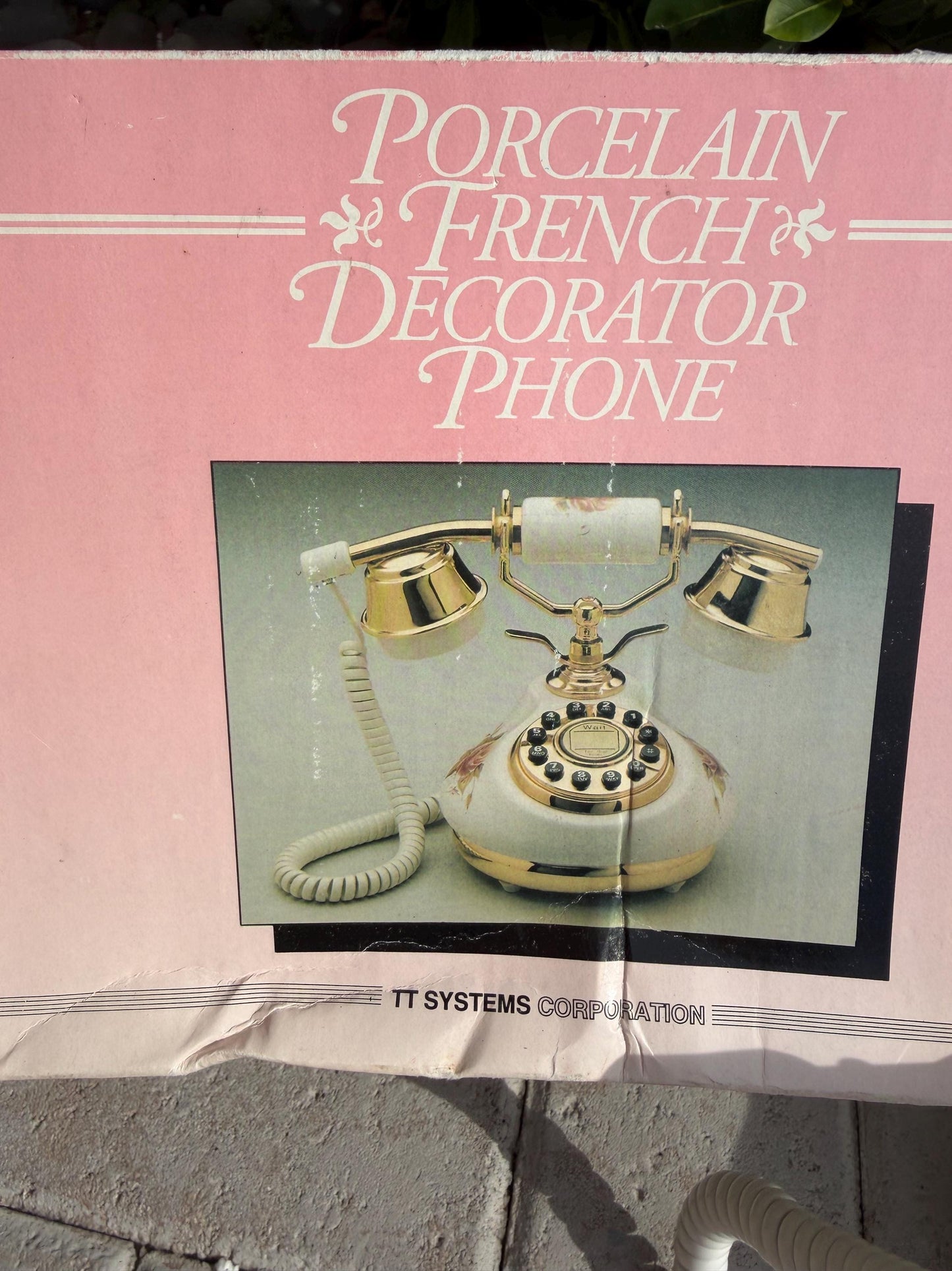Porcelain French phone with box mcm phone decor Hollywoid regency decor