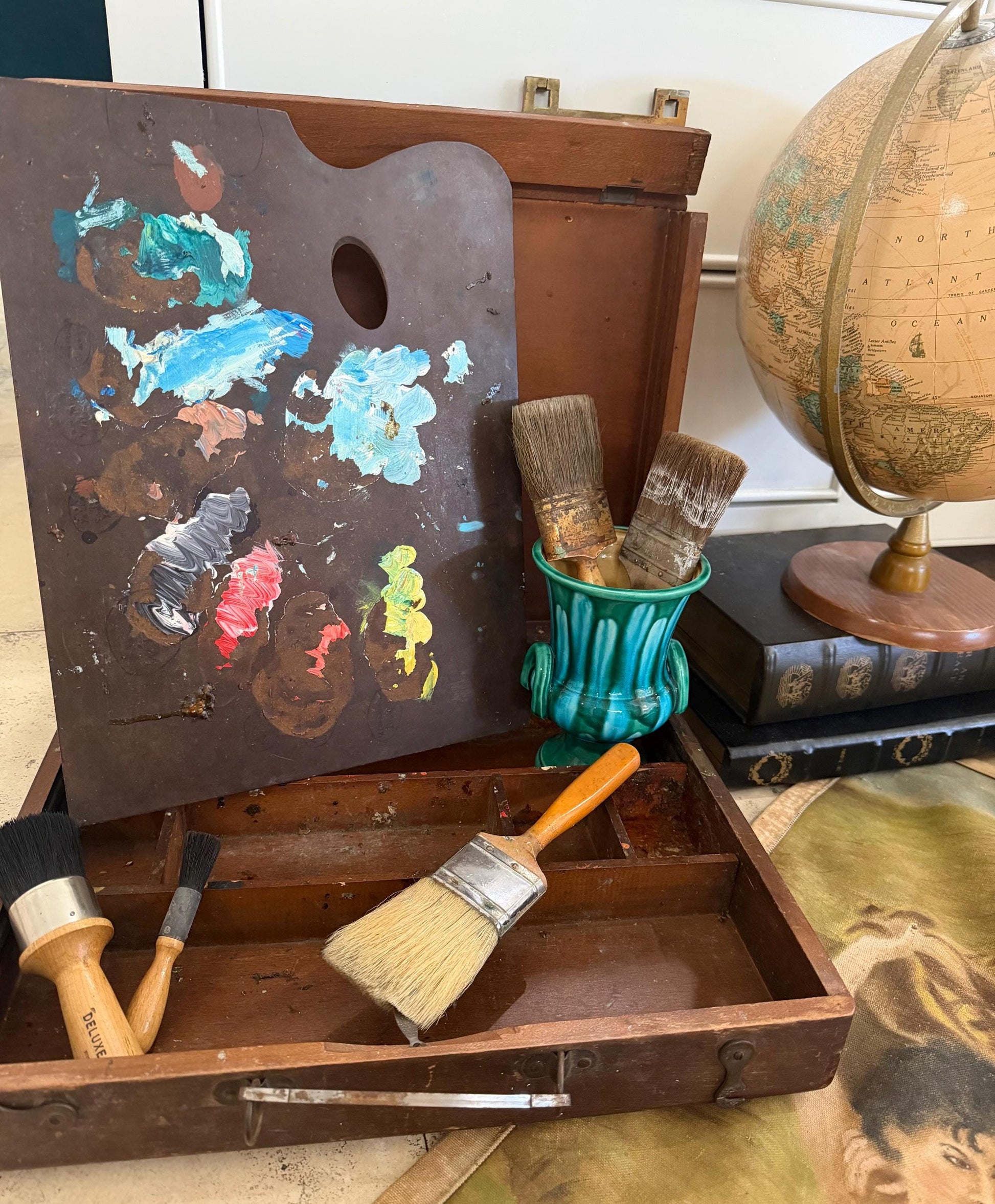 Painters box painters pallet wood vintage brushes sold separately
