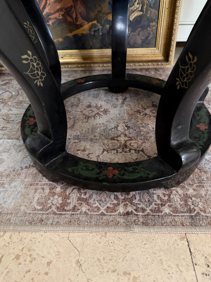 Cloisonné side table vintage Asian side table Black Laquer gold inlay table made in Beijing