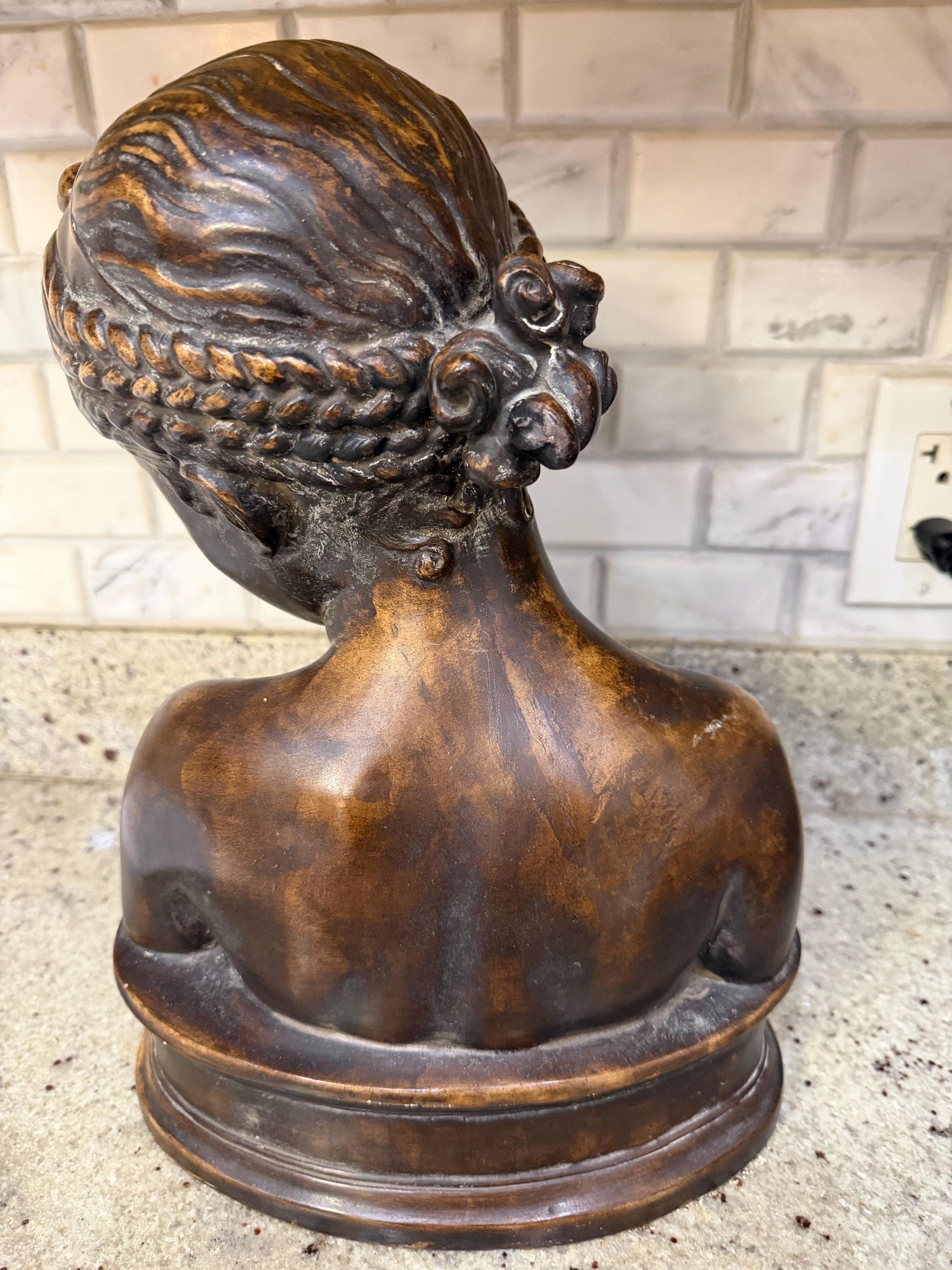 La Rieuse bust sculpture after Jean Baptiste Pigalle made in c. 1970's heavy terracotta