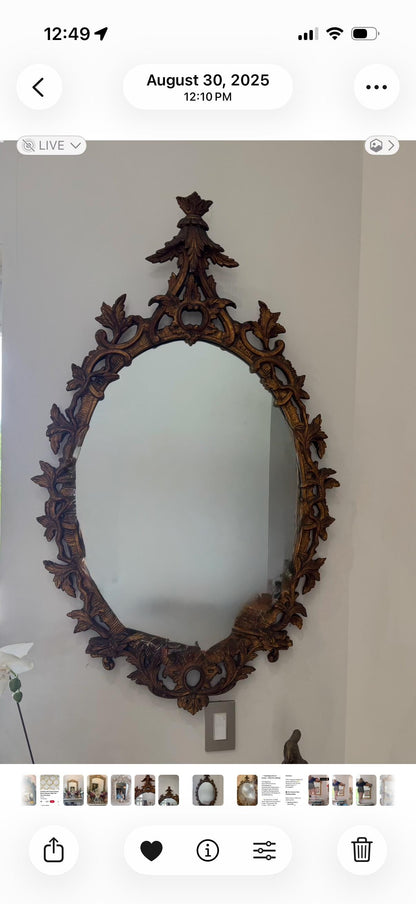 Antique Rocco Carved gilt wood pagoda mirror