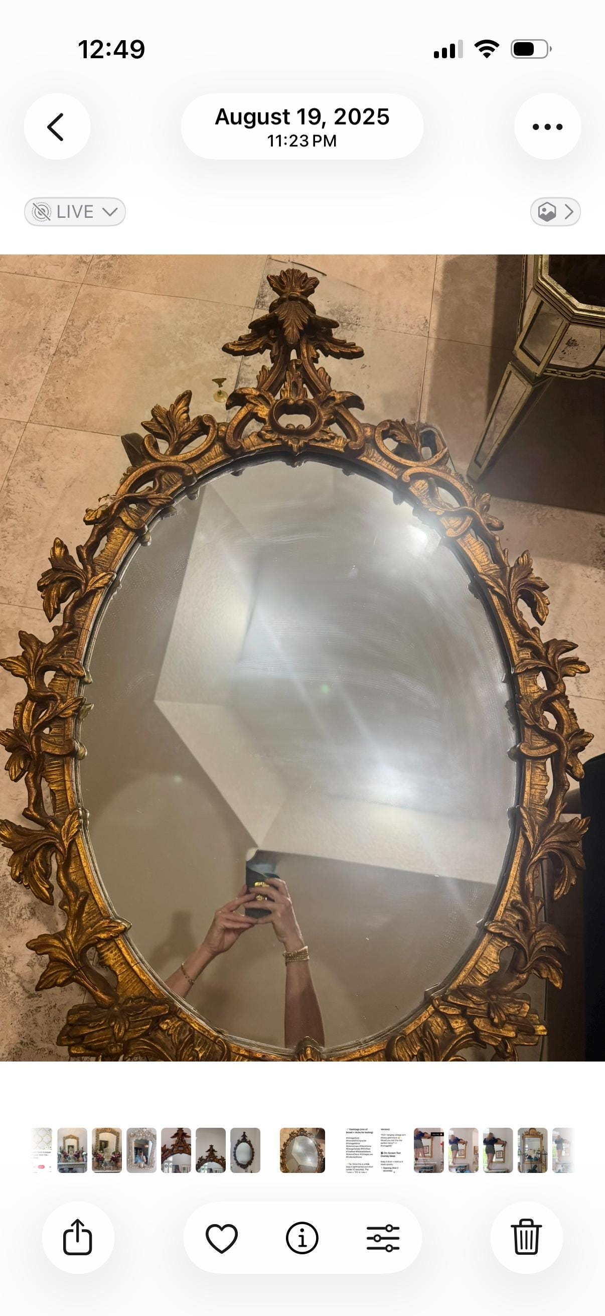 Antique Rocco Carved gilt wood pagoda mirror