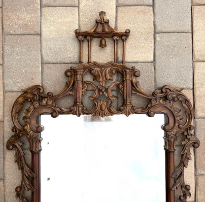 Pagoda mirror vintage Ethan Allen Mirror gold wood mirror