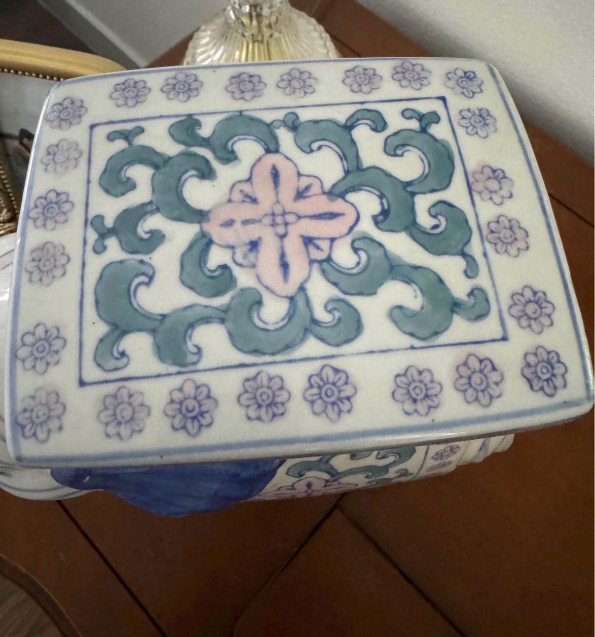 Chinoserie Blue White Elephant plant stand garden decor