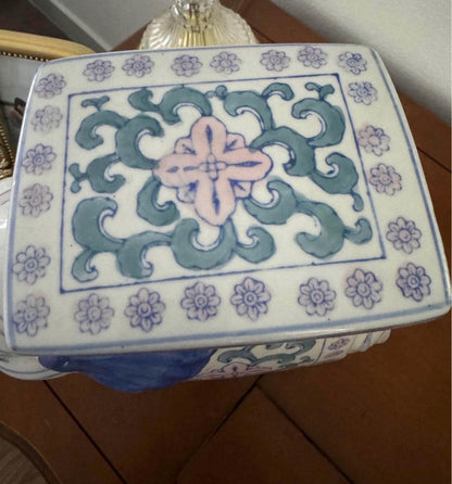 Chinoserie Blue White Elephant plant stand garden decor