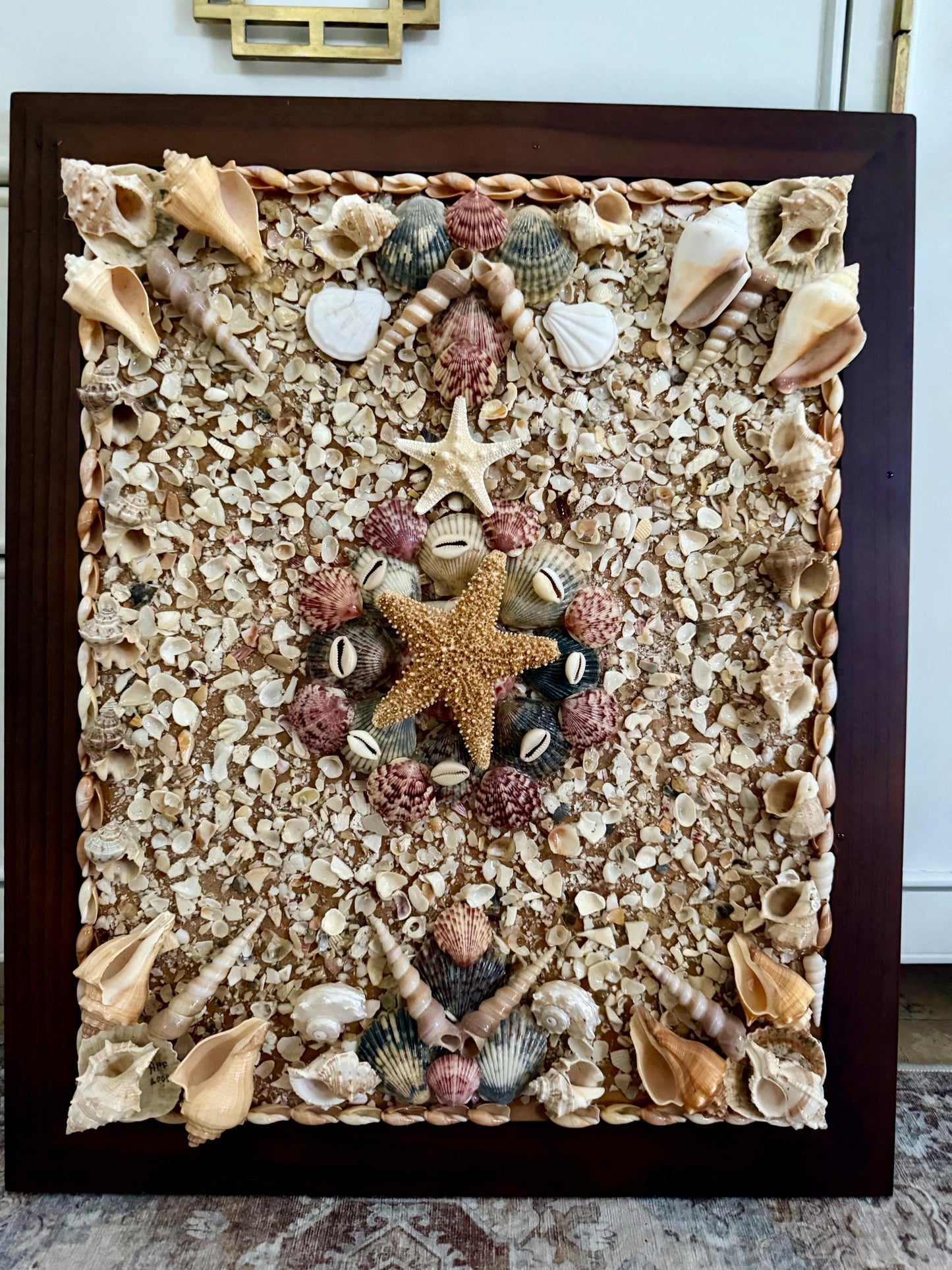 Sailors Valentine Framed Shell art vintage shell art shell coastal wall hanging shell picture