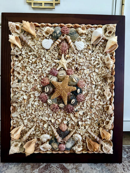 Sailors Valentine Framed Shell art vintage shell art shell coastal wall hanging shell picture
