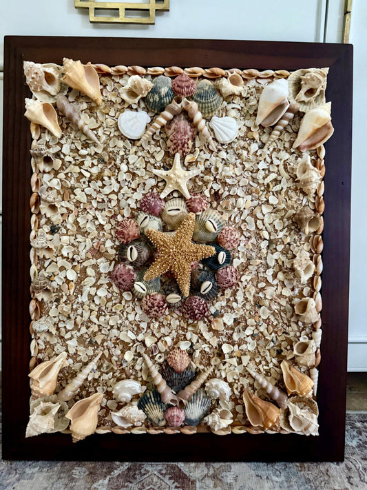 Sailors Valentine Framed Shell art vintage shell art shell coastal wall hanging shell picture