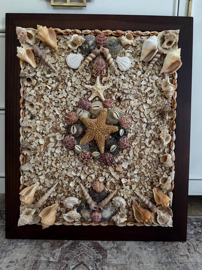 Sailors Valentine Framed Shell art vintage shell art shell coastal wall hanging shell picture