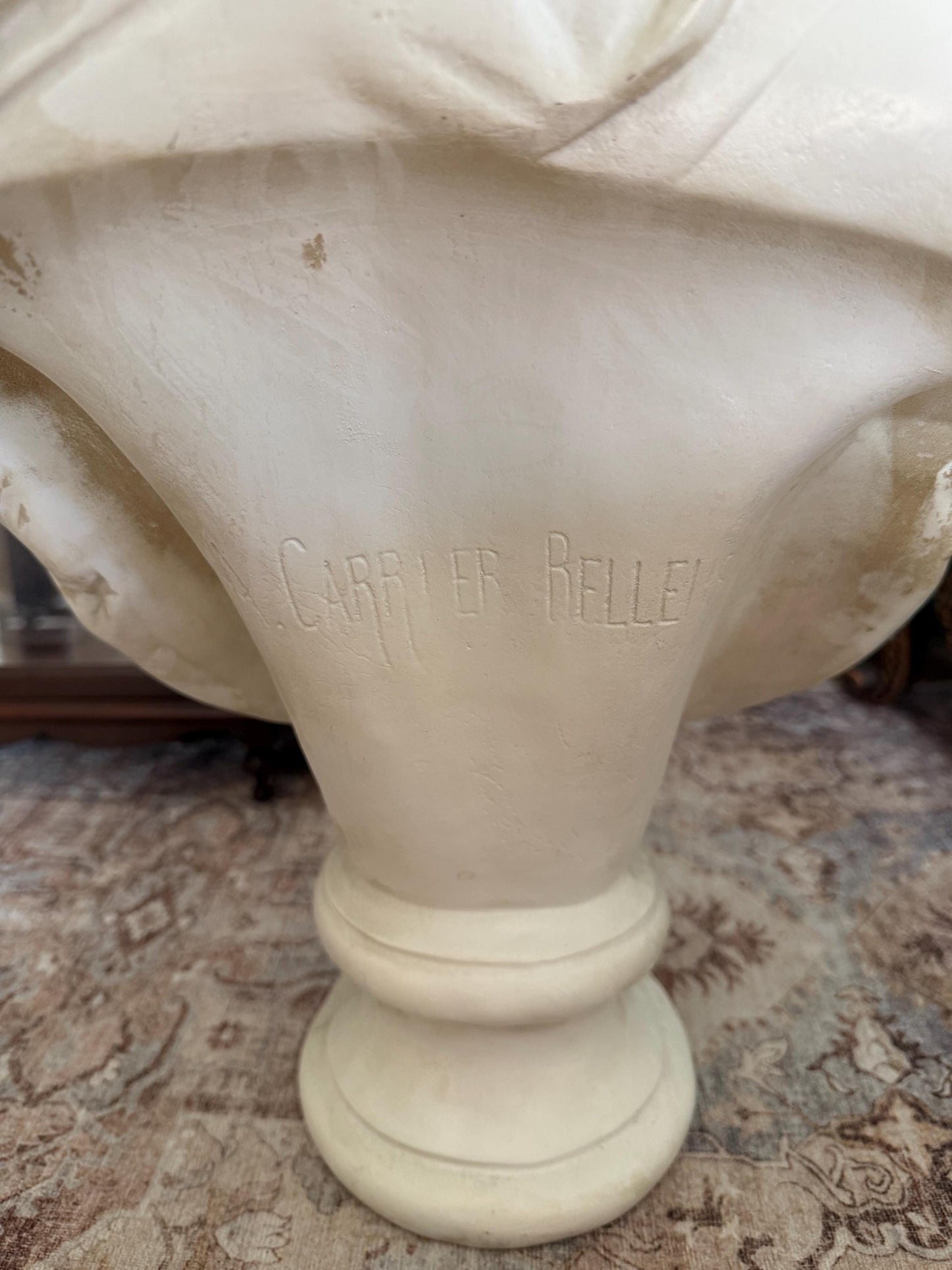 Large Female Bust After Carrier-Belleuse, Floral Woman Sculpture, Neoclassical Composite Statue, French Style Decor