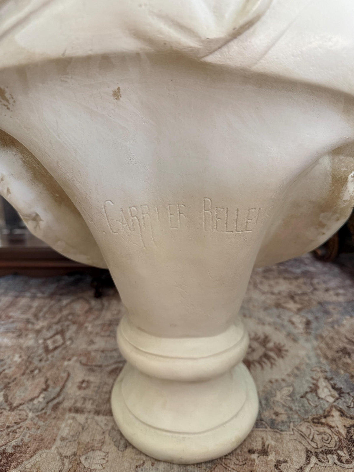 Large Female Bust After Carrier-Belleuse, Floral Woman Sculpture, Neoclassical Composite Statue, French Style Decor