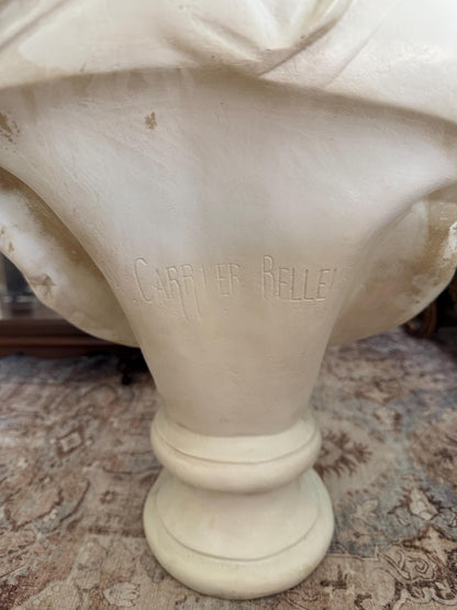 Large Female Bust After Carrier-Belleuse, Floral Woman Sculpture, Neoclassical Composite Statue, French Style Decor