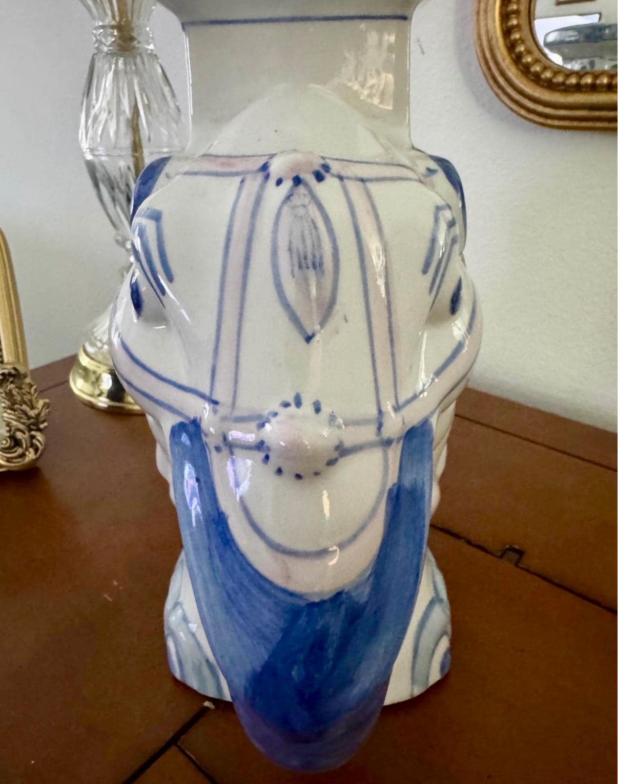 Chinoserie Blue White Elephant plant stand garden decor