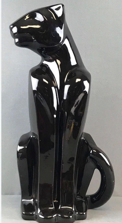 Vintage Royal Haeger Black Panther Statue 22” Tall Ceramic Cat Sculpture Mid Century Modern Hollywood Regency Decor