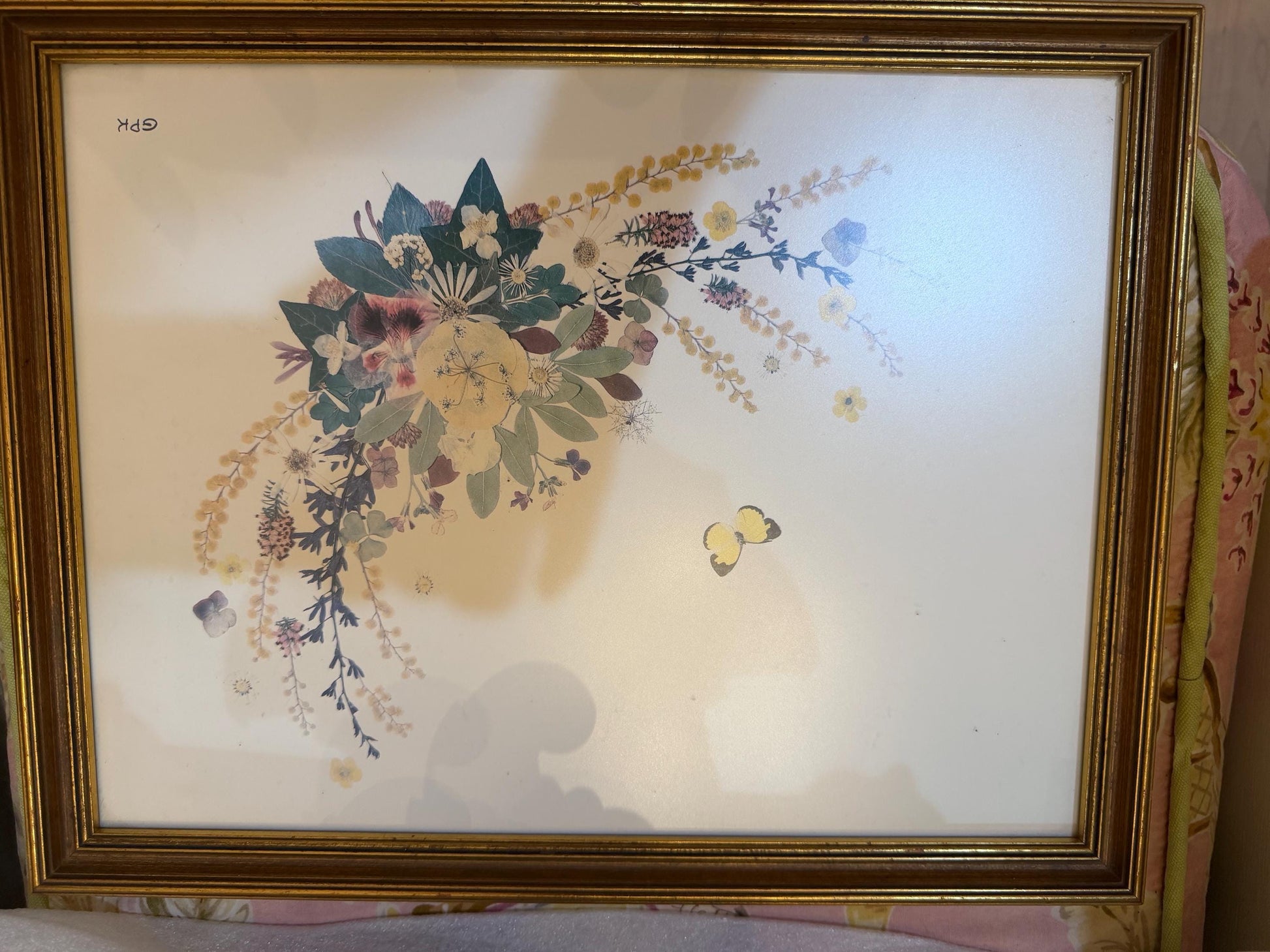 Vintage Princess Grace of Monaco Pressed Flower Art Print Framed Grace Kelly GPK Botanical Butterfly Collage