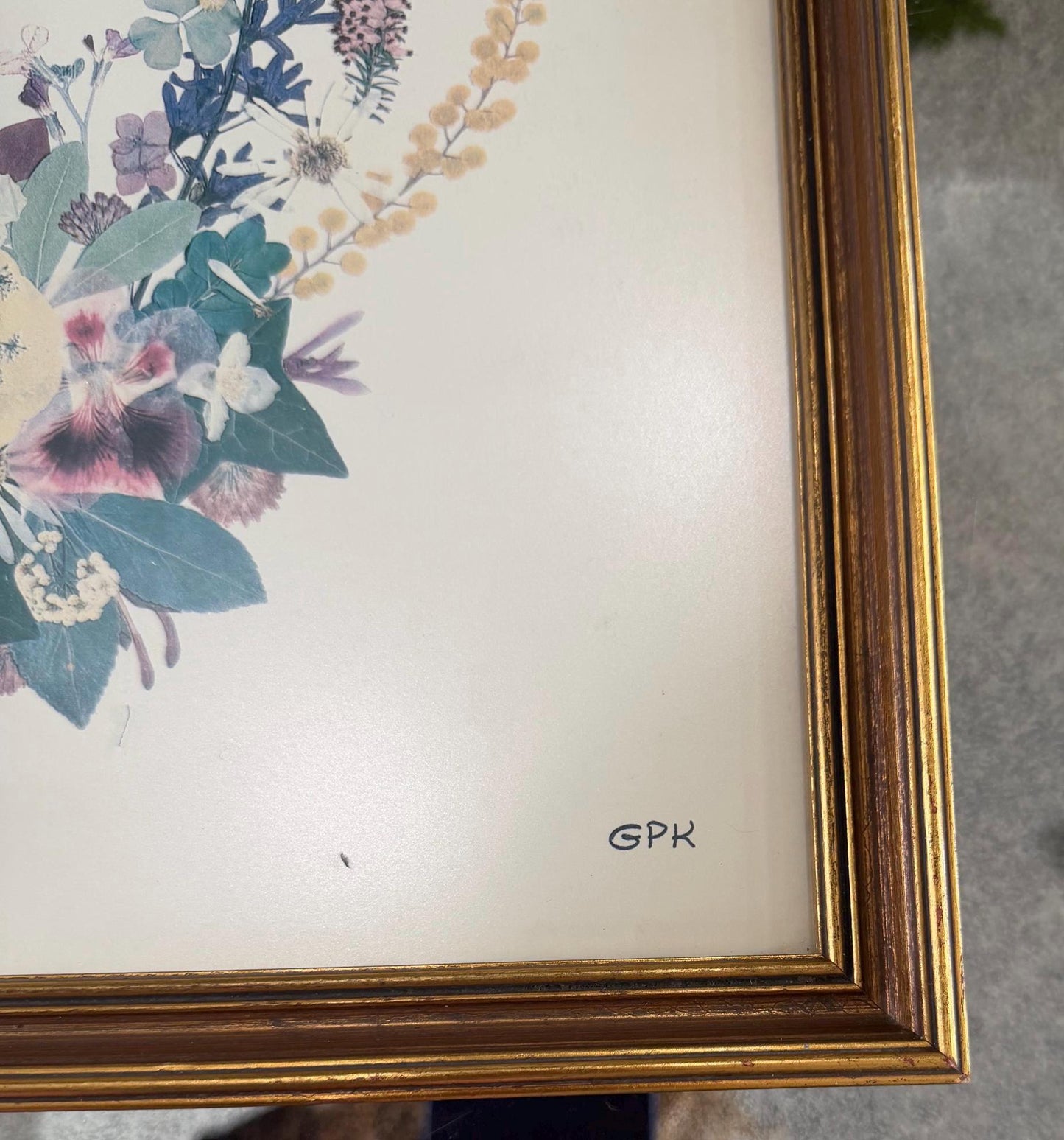 Vintage Princess Grace of Monaco Pressed Flower Art Print Framed Grace Kelly GPK Botanical Butterfly Collage