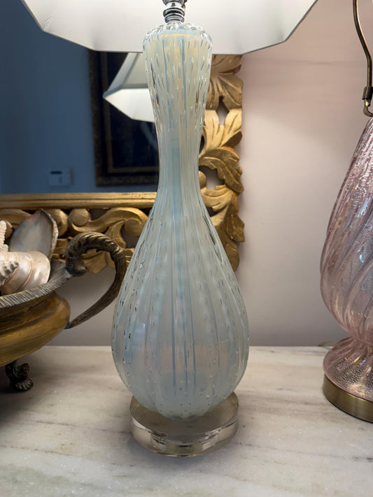 Murano glass lamp acrylic base blue bullicante bubble Murano lamp