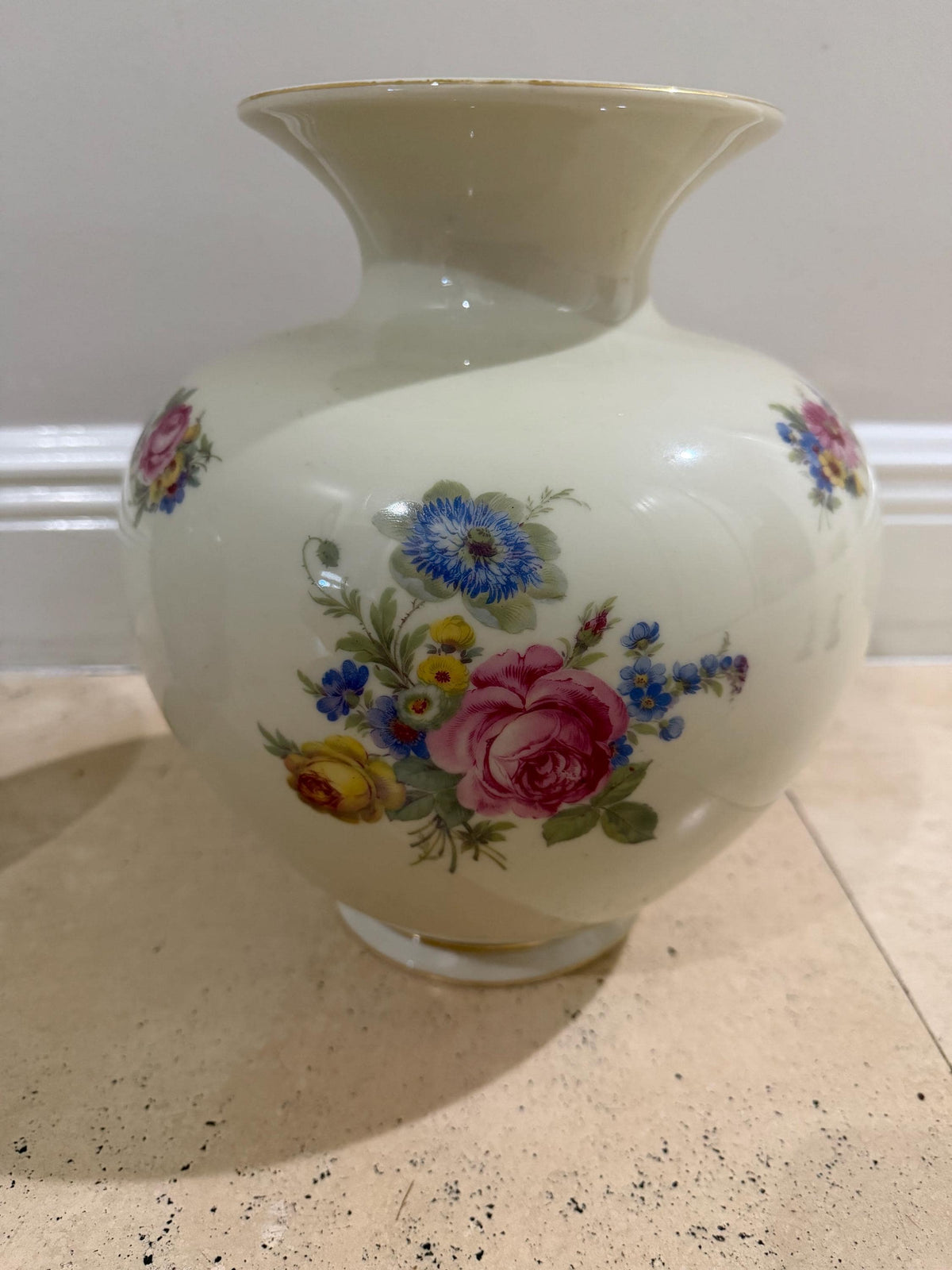 Johann haviland vase vintage rose vase with gold trim cottage decor