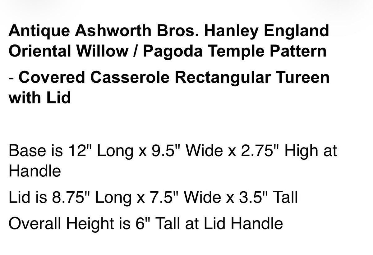 Ashworth Bros Hanley England Gaudy Willow Oriental Pagoda Asian Lid & Casserole