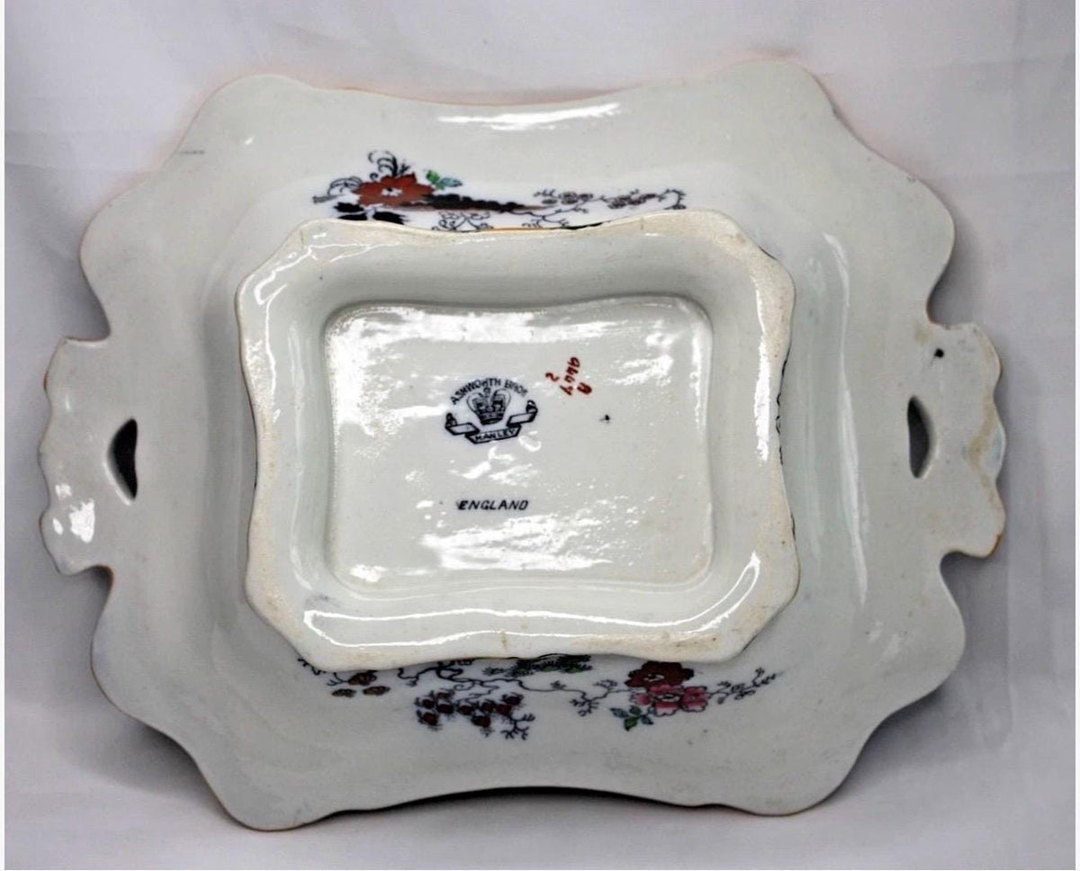 Ashworth Bros Hanley England Gaudy Willow Oriental Pagoda Asian Lid & Casserole