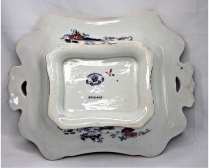 Ashworth Bros Hanley England Gaudy Willow Oriental Pagoda Asian Lid & Casserole