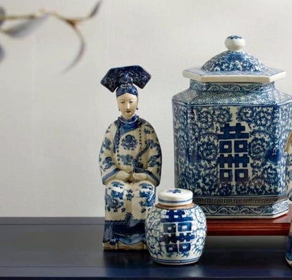Double happiness ginger jar Blue White Gsnger jar blue white collection jar