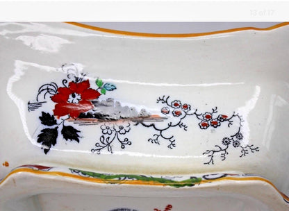 Ashworth Bros Hanley England Gaudy Willow Oriental Pagoda Asian Lid & Casserole