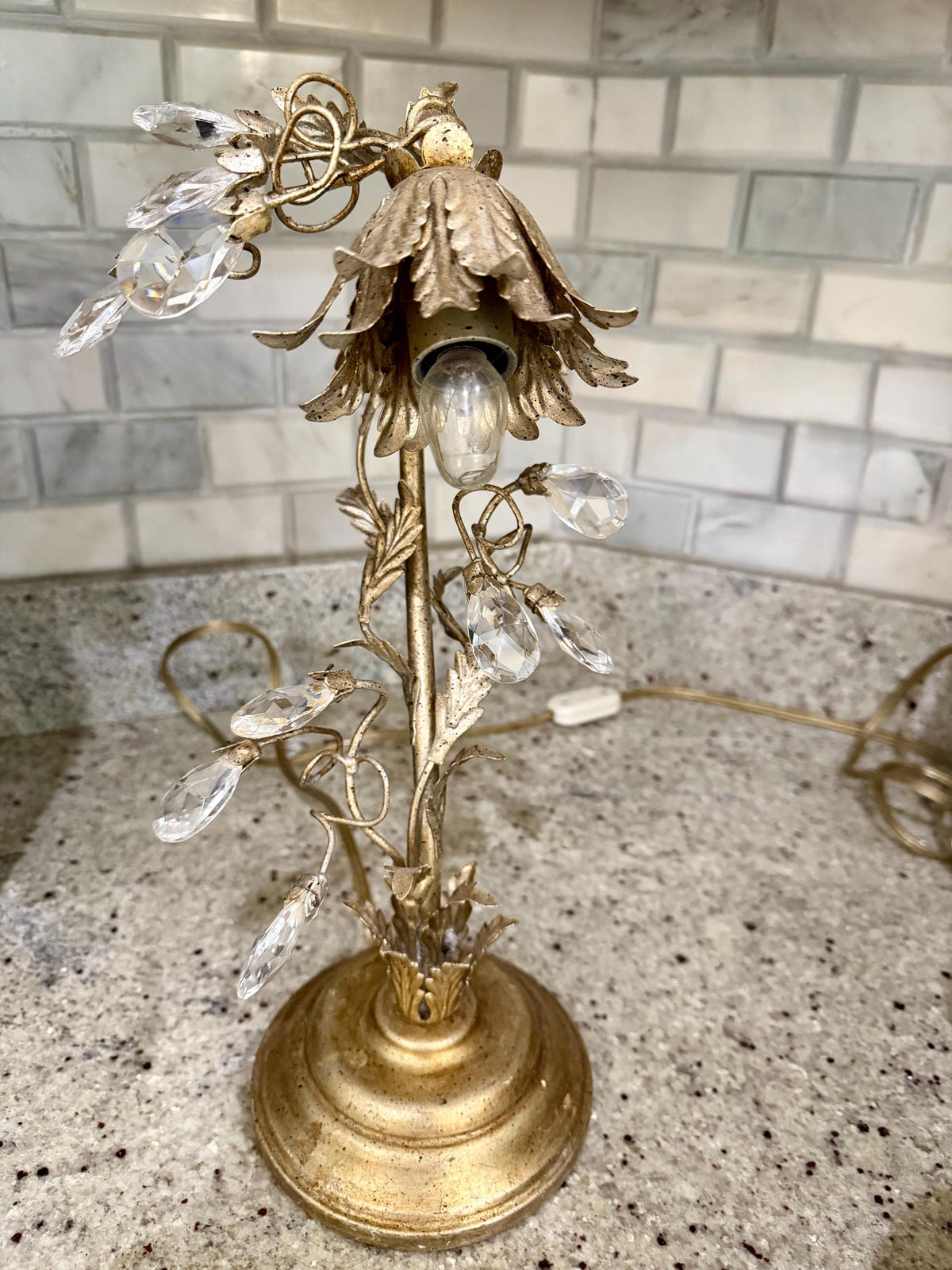 Gold crystal table lamp vintage crystal lamp unique and beautiful lamp