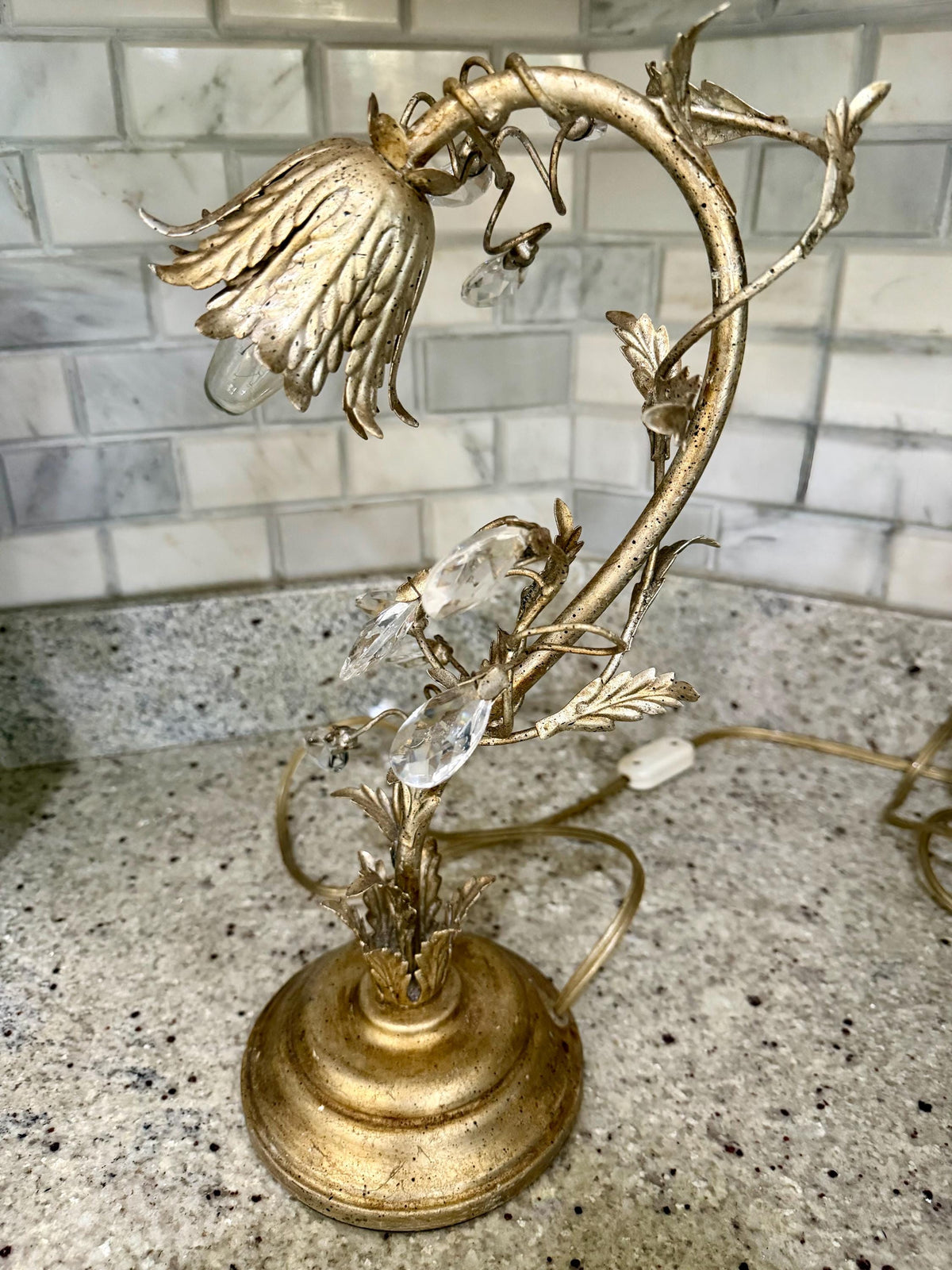 Gold crystal table lamp vintage crystal lamp unique and beautiful lamp