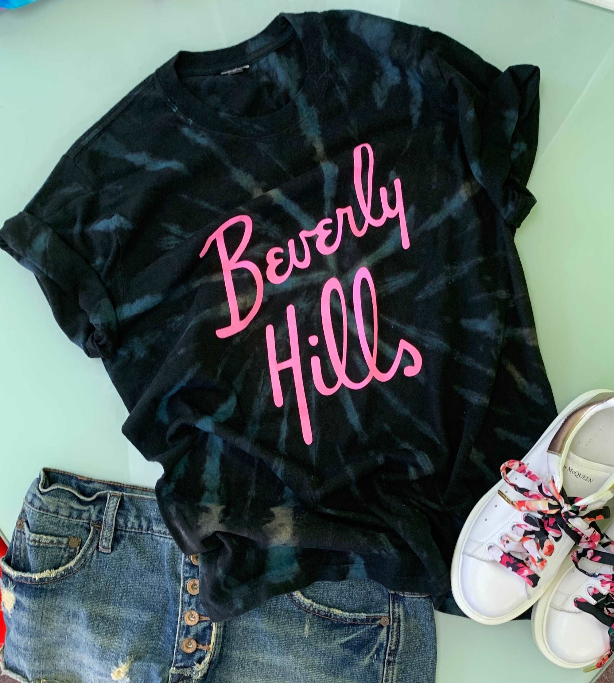 Beverly Hills Tie Dye Shirt, California Shirt, Souvenir Trip Shirt