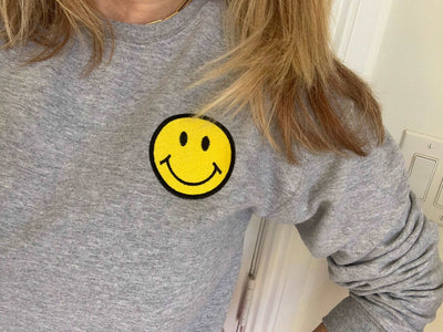Smiley Sweatshirt, Smile Shirt , Embroidered Smile Shirt