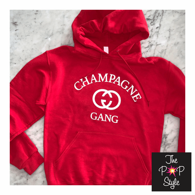 Champagne Gang Ravishing Red Hoodie for Girls Brunch