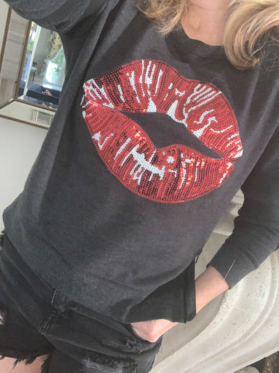 Sequin Hot Lips Sweatshirt