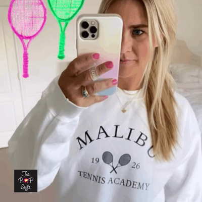 Malibu Tennis Sweatshirt, California Souvenir Destination Shirt
