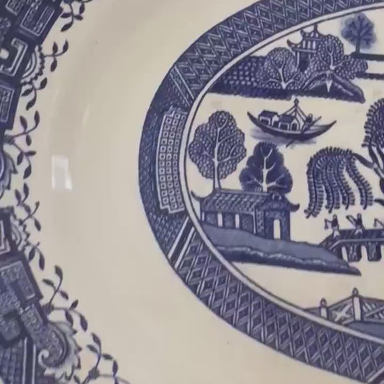 Antique Blue Willow platter Washington Old Willow made in England Blue Willow Platter Transferware