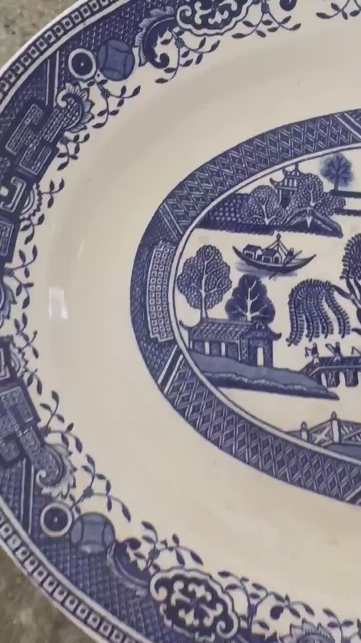 Antique Blue Willow platter Washington Old Willow made in England Blue Willow Platter Transferware