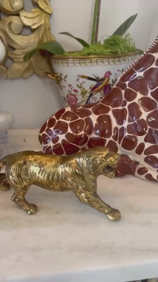 Italian Giraffe  Terracotta Hand Crafted Giraffe Sculpture Hollywood Regency Animal Pottery Mojart MCM Giraffe Figure