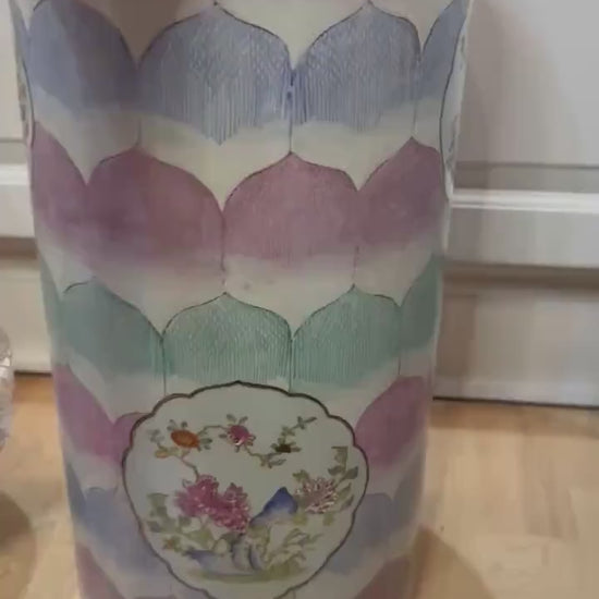 Famille Rose Umbrella Stand Floral Cylinder vase Asian import vase
