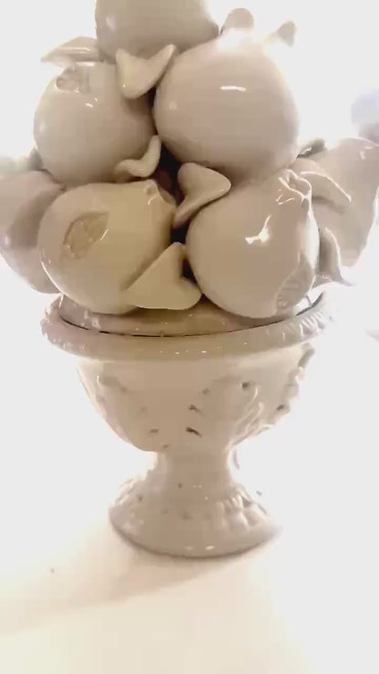 Pair of White Italian Topiary’s Fruit Topiary’s CBK 2001 White Pair of pedestal Fruit dishes