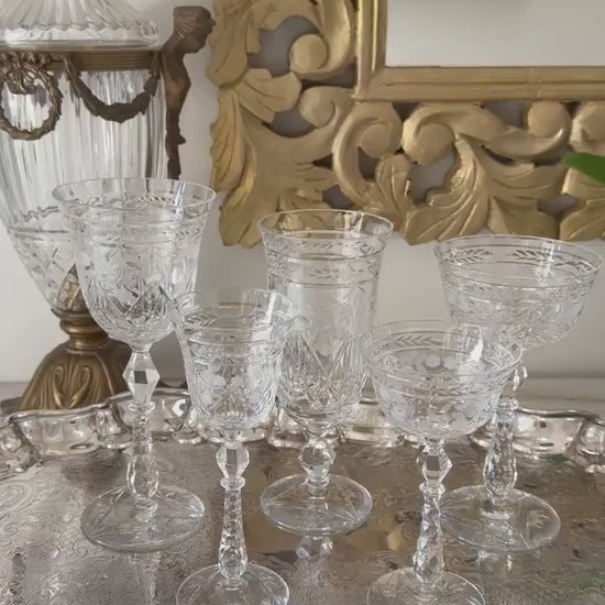 Rock Sharpe Marina Crystal Stenware 50 pcs wine, water, champagne coupes, cordials etc excellent and gorgeous