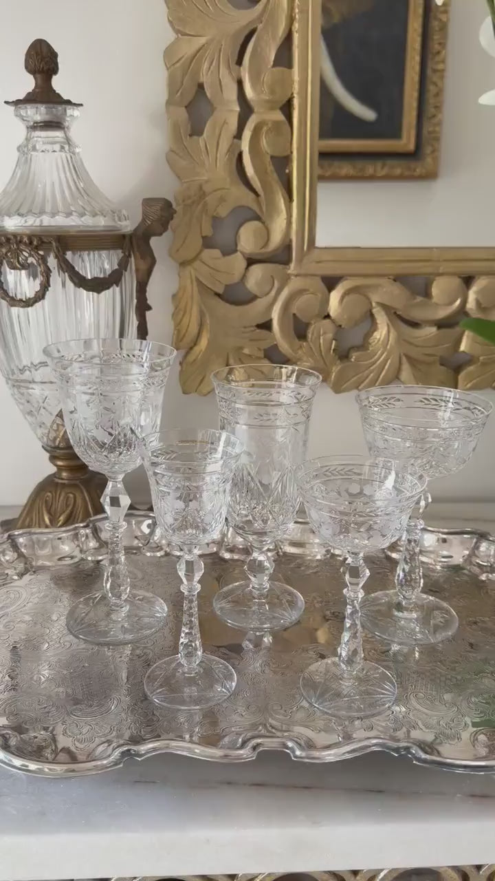 Rock Sharpe Marina Crystal Stenware 50 pcs wine, water, champagne coupes, cordials etc excellent and gorgeous