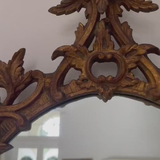 Antique Rocco Carved gilt wood pagoda mirror