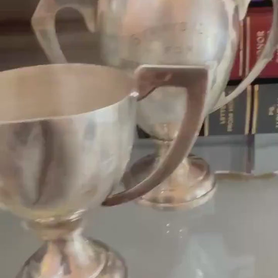 lot of vintage silver plate and pewter trophy cups from England styling pieces