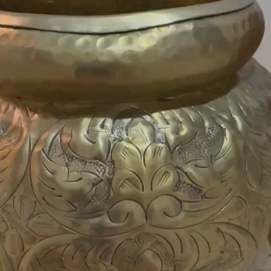 Brass Temple Jar Floor vase with lid vintage brass vase jar