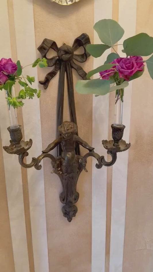 Cherub candle sconce beautiful Hollywood regency style sconce