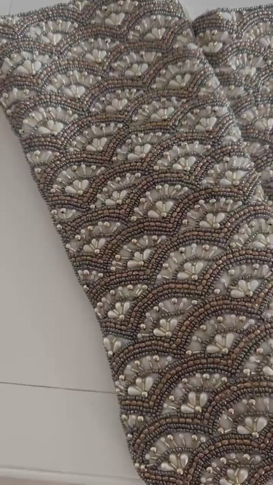 Beaded vintage Christmas stockings set of 2 pristine condition