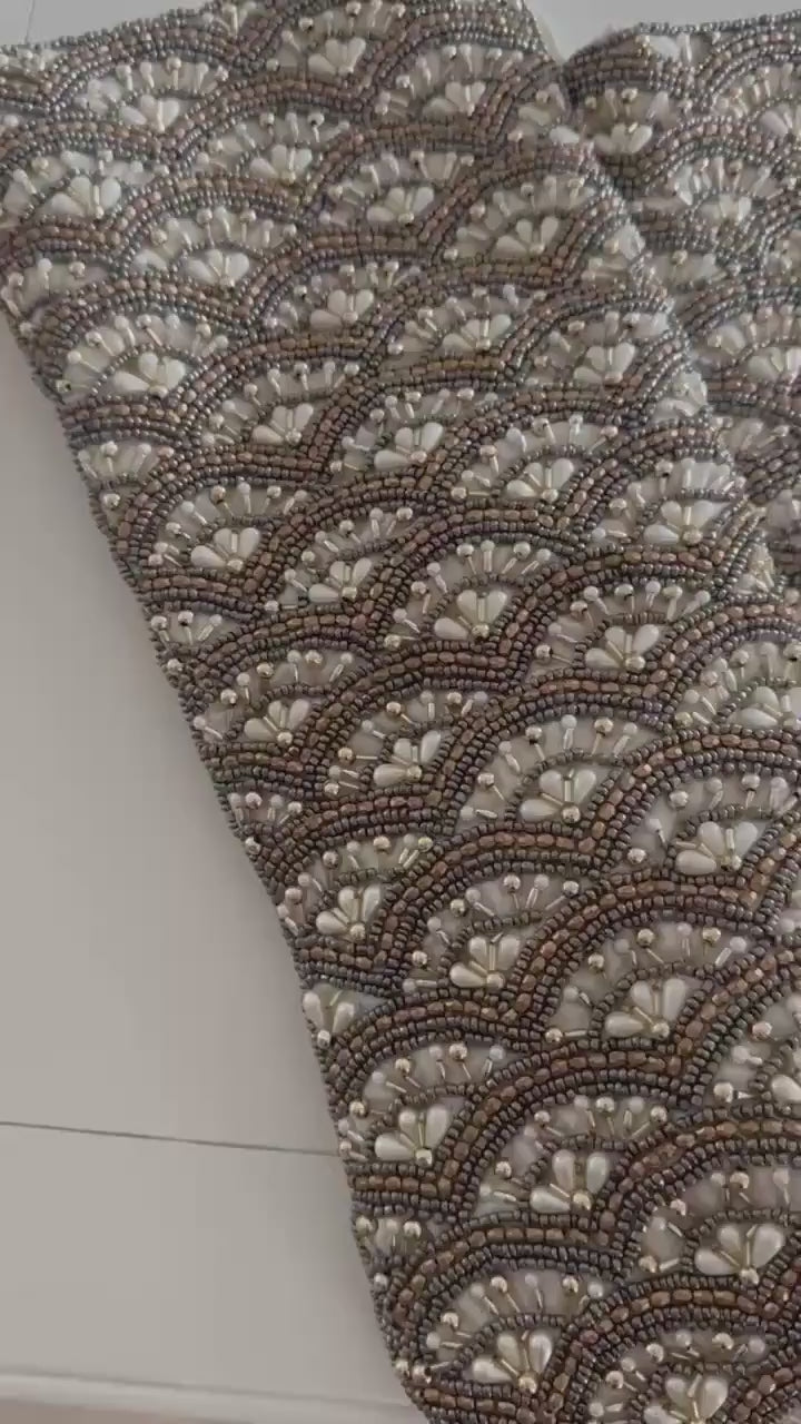 Beaded vintage Christmas stockings set of 2 pristine condition