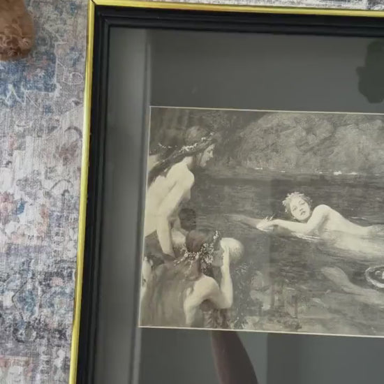 Hylas and the Nymphs Framed Print After John William Waterhouse, Black & Gold Frame, Greek Mythology Wall Art