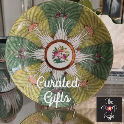 Staffordshire  Dogs Pair Hand with Flowers Painted Unique Vintage Chinoserie Decorative Dogs RARE